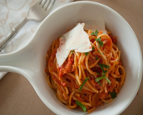 French Spaghetti with Anchovies and Piment d'Espellete