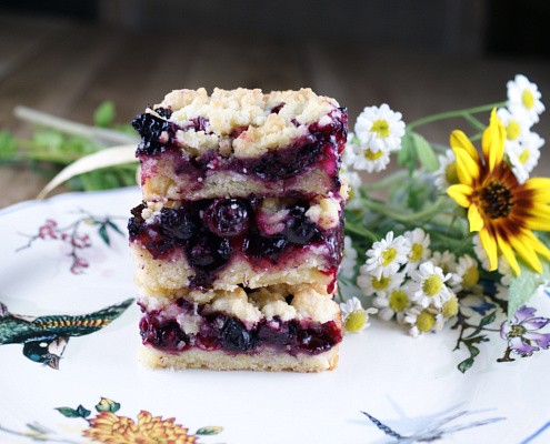 A Stack of Blueberry Tarragon Crumble Bars