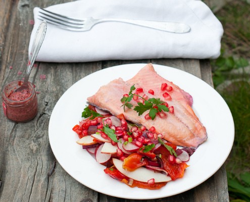 Pomegranate Infused Red Trout with All-Red Salad