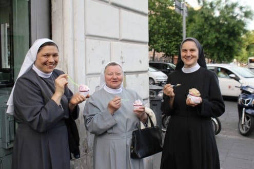 old bridge gelato Rome Vatican nuns