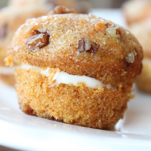 Mini Pumpkin Muffins with Cream Cheese Frosting