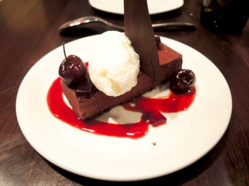 Chocolate Mousse Cake with Mastic Ice Cream