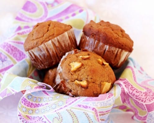 Healthy Apple, Date and Walnut Muffins
