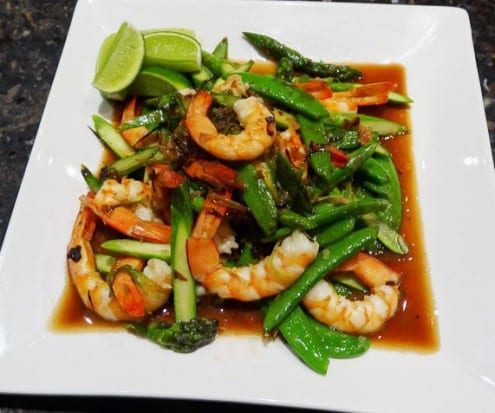 Stirfried Prawns with Asparagus and Ginger