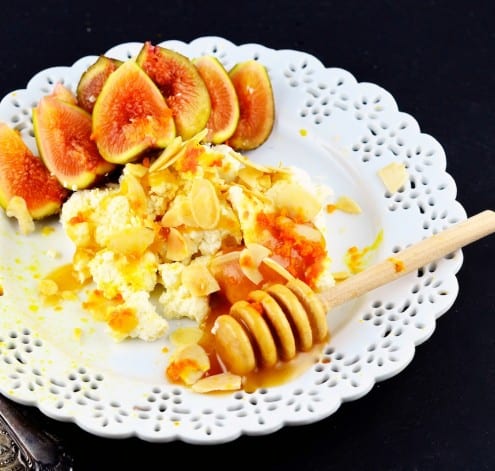 Orange Cardamom Ricotta with Honey, Figs and Almonds