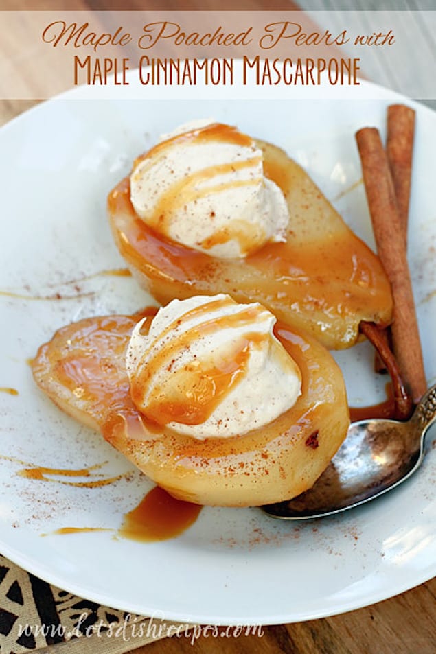 Simple Cinnamon Poached Pears With Maple Syrup Mascarpone Filling 