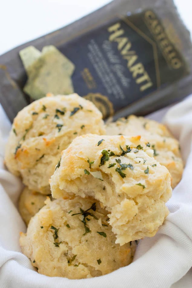 Golden Garlic Biscuits with Havarti Cheese