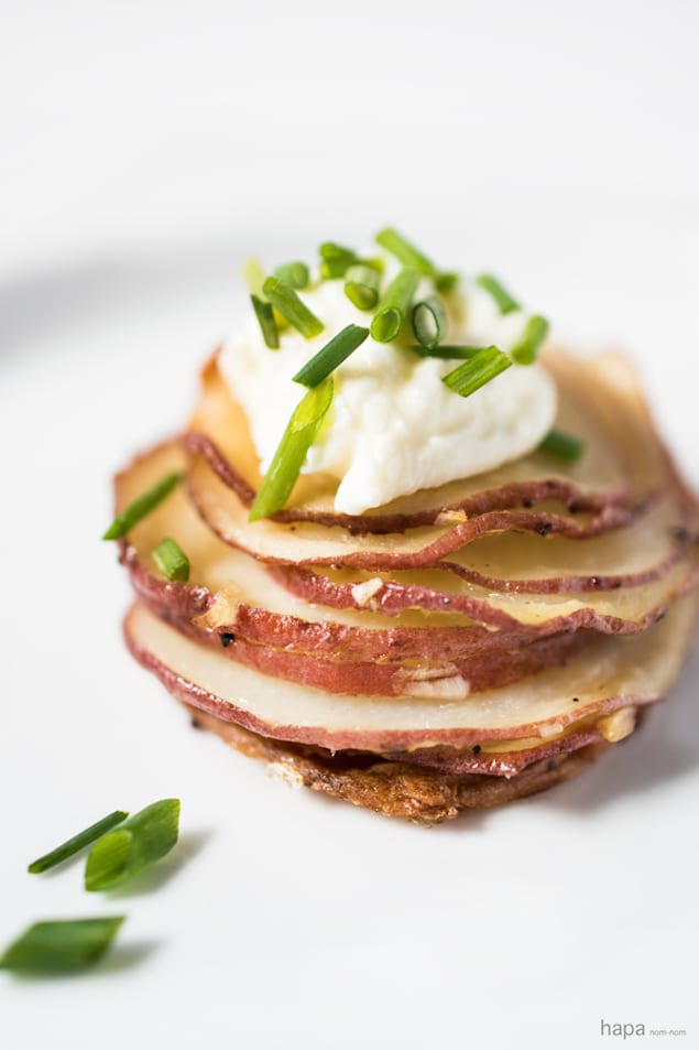 Crispy Potato Stacks with Sour Cream and Chives