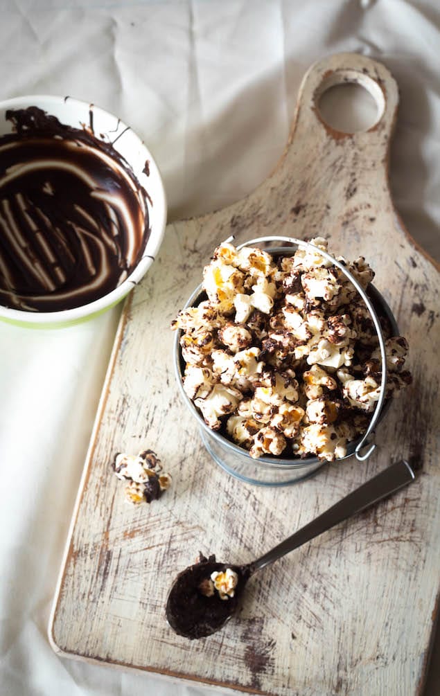 Chocolate and Brown Butter Coated Popcorn