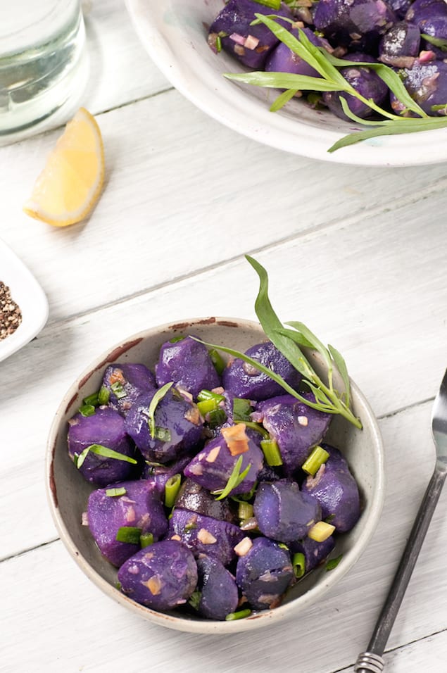 Lemon and Tarragon Purple Potato Salad