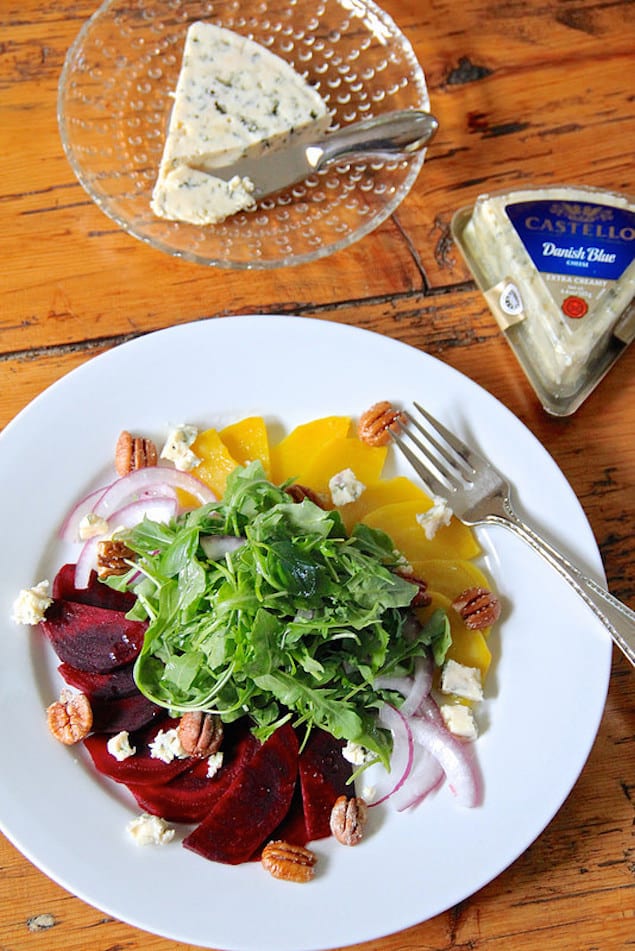 Castello Summer of Blue — Beet and Arugula Salad with Creamy Blue Cheese, Pecans and Orange Vinaigrette 