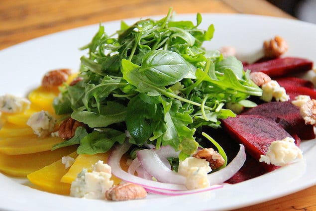 Castello Summer of Blue — Beet and Arugula Salad with Creamy Blue Cheese, Pecans and Orange Vinaigrette 