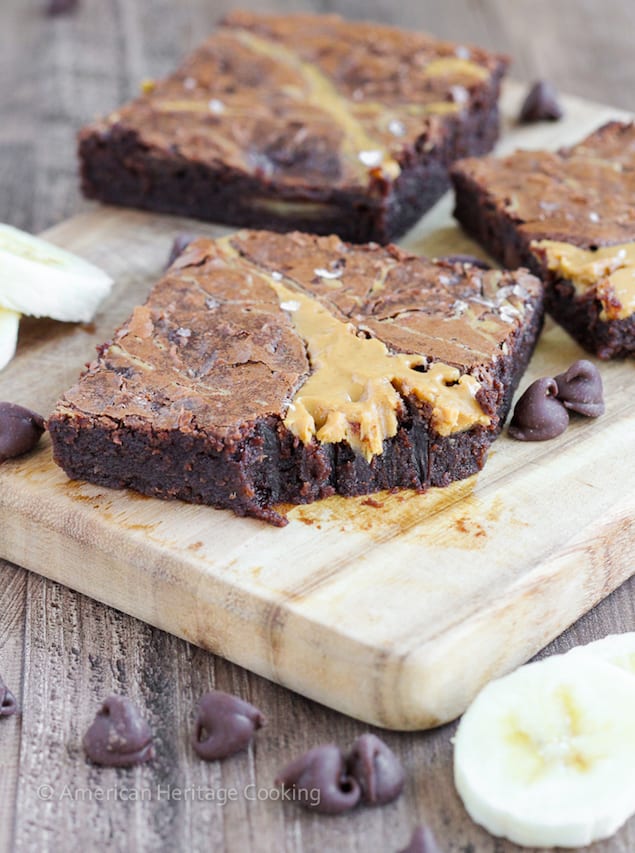 Chewy Triple Chocolate Peanut Butter Banana Brownies