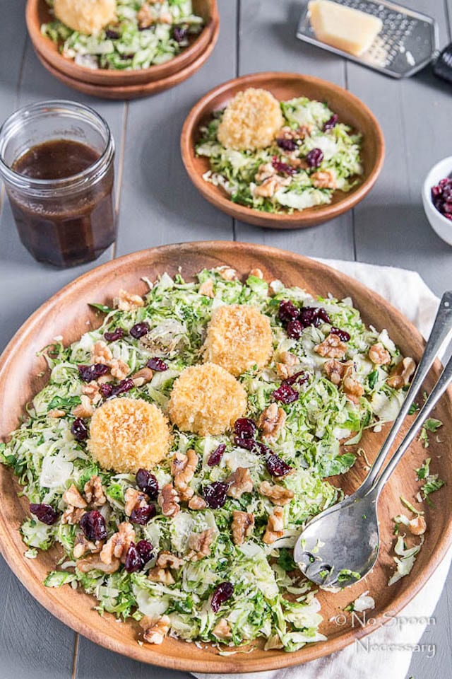Baked Goat Cheese and Brussels Sprout Salad