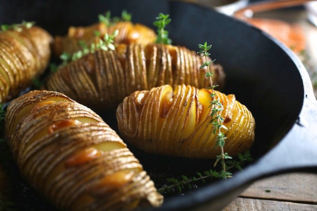 Hassleback Potatoes and Garlic Confit