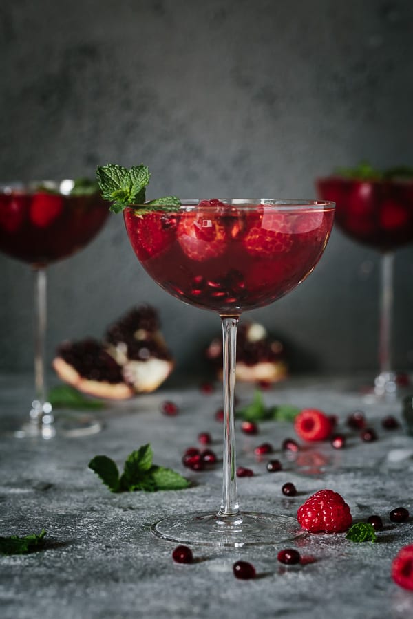 Pomegranate and Raspberry Rosé Cocktail
