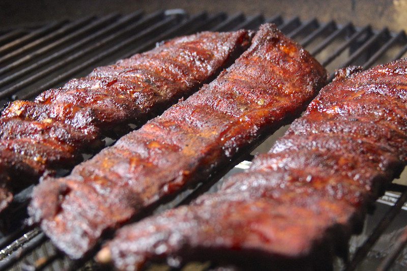 cooked ribs on grill