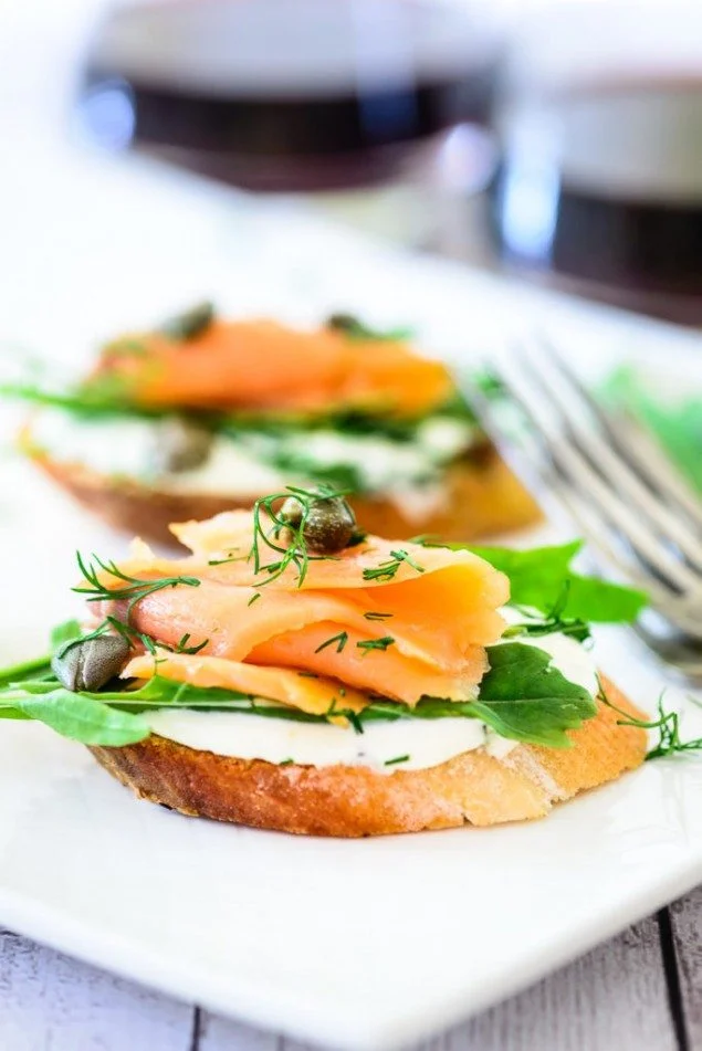 Smoked Salmon Cream Cheese Bruschetta