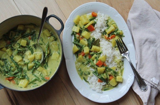 Indian Curry Potatoes and Spring Vegetables