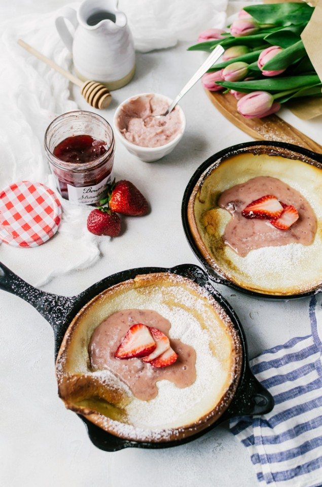Mini Dutch Baby Pancakes and Whipped Strawberry Mascarpone
