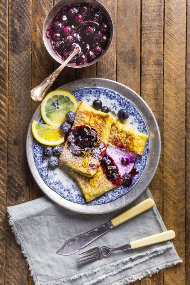 Blueberry and Cheese Blintzes