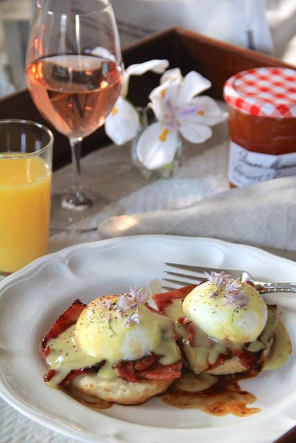 Eggs Benedict with Apricot Country Ham and Southern Biscuits