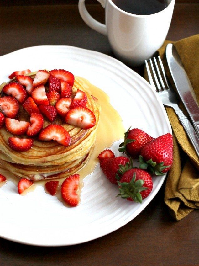 Strawberry Ricotta Fennel Pancakes
