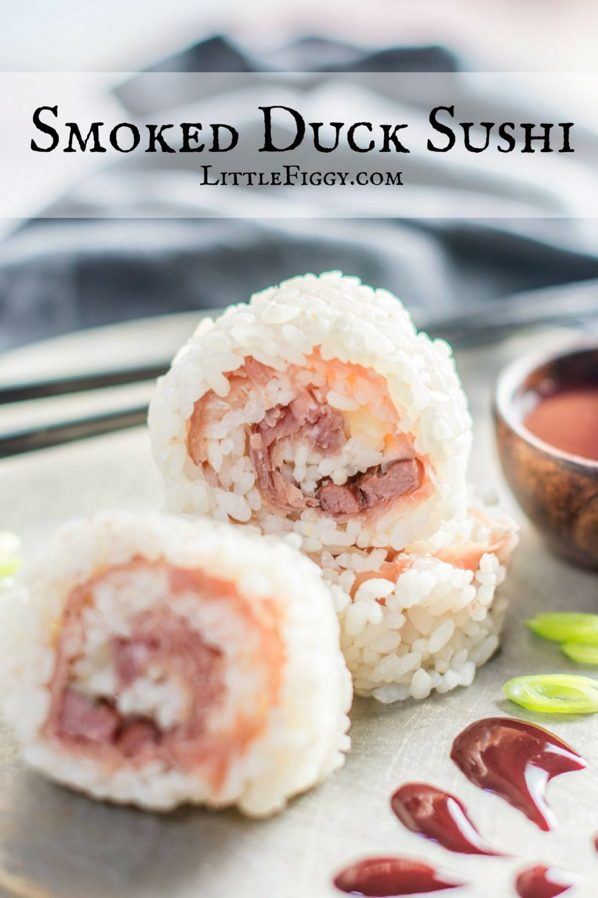 Smoked Duck Sushi Rolls with Blackberry Sauce