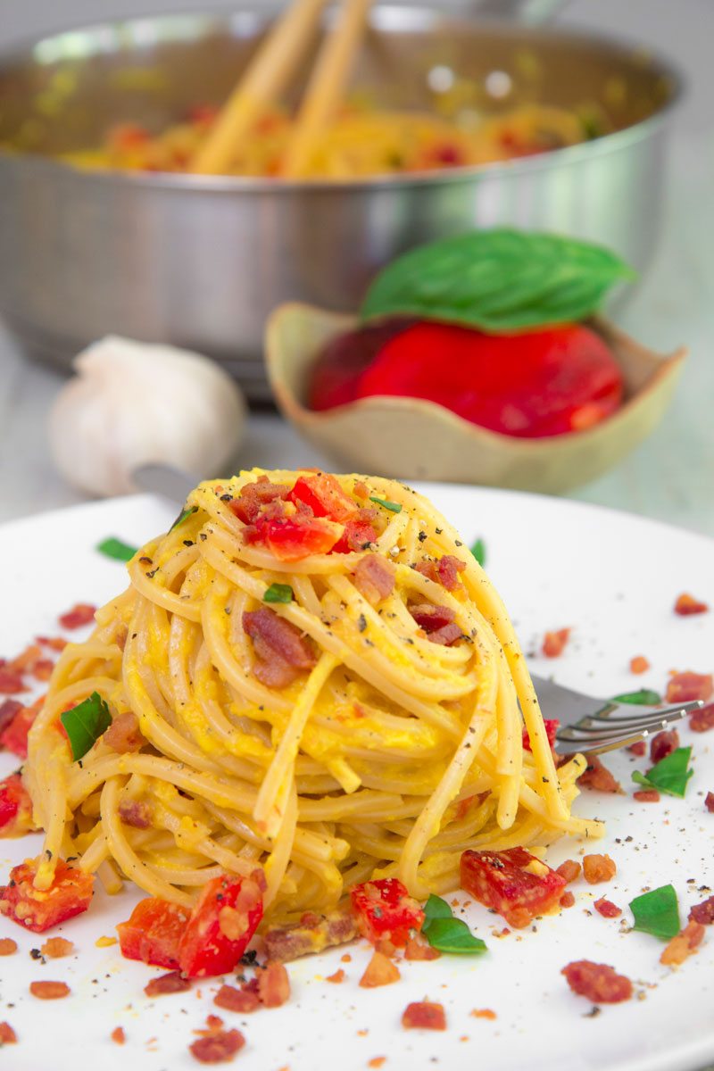 Pancetta and Roasted Bell Pepper Pasta