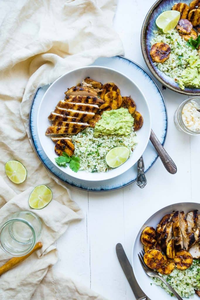 Caribbean Grilled Chicken and Plantain Bowls