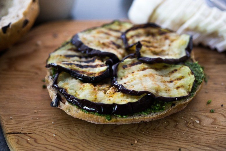 Eggplant Muffuletta Sandwich on the Grill