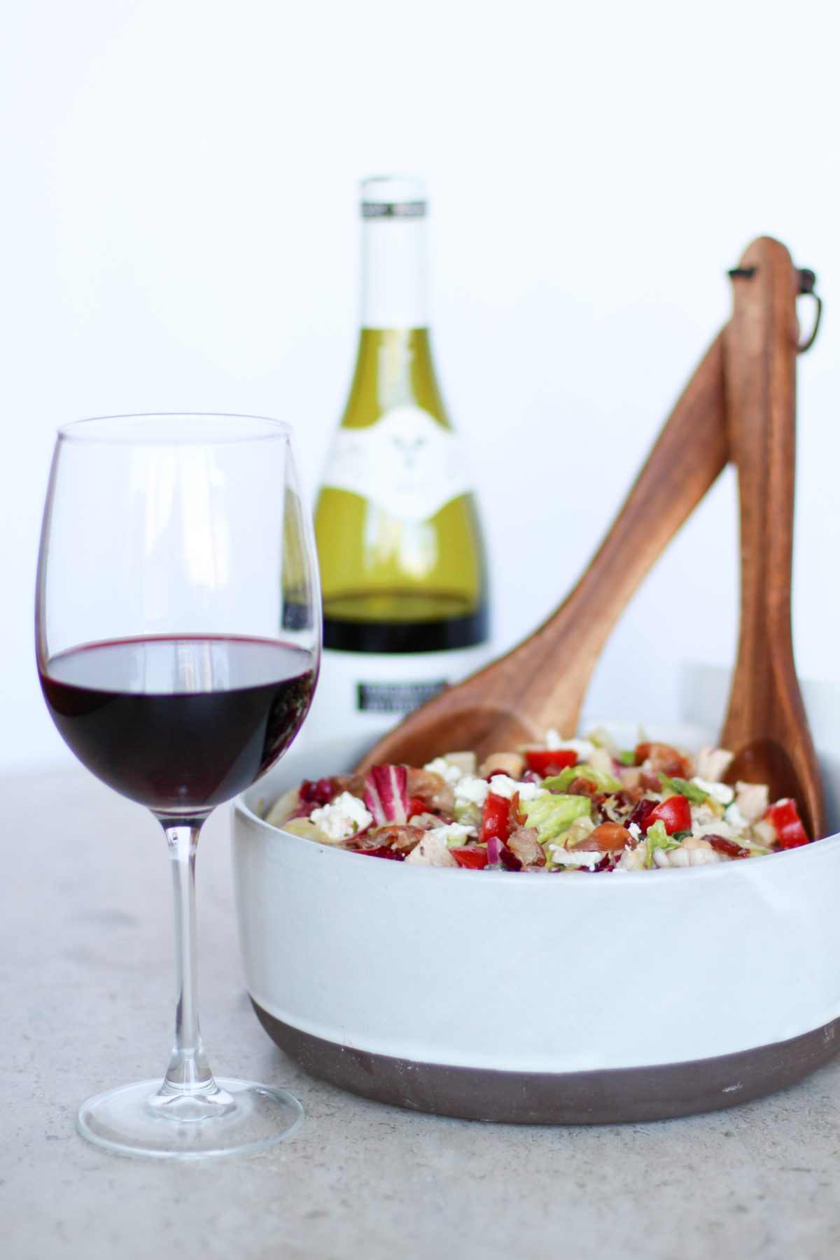 Hearty Chopped Salad and Beaujolais Wine