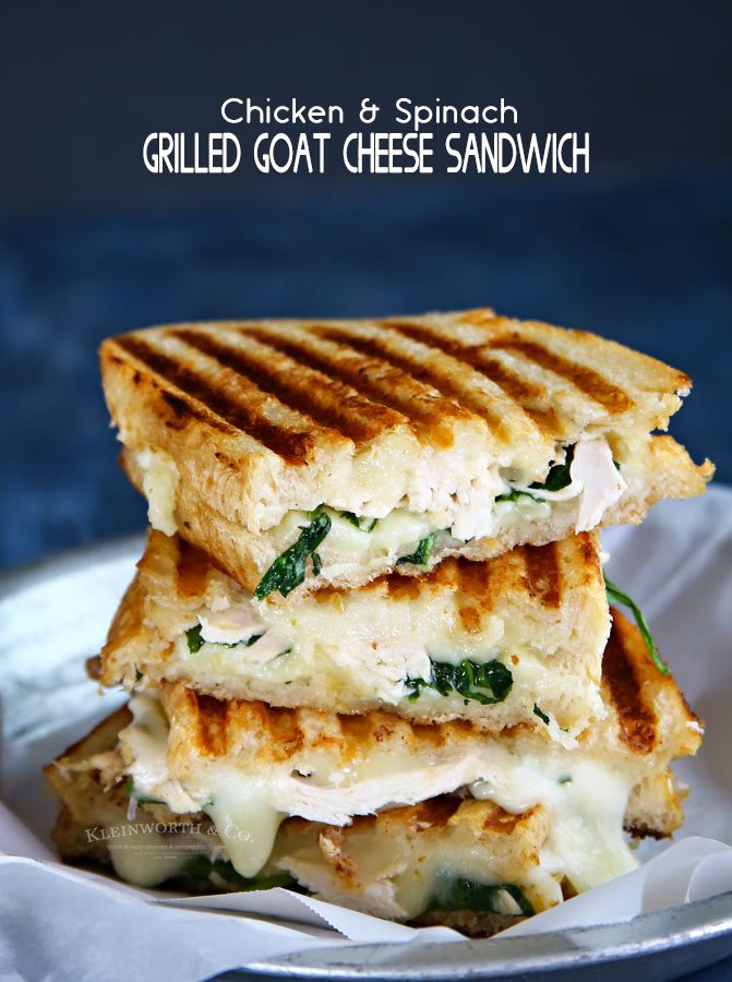 Grilled Goat Cheese Sandwich with Chicken and Spinach