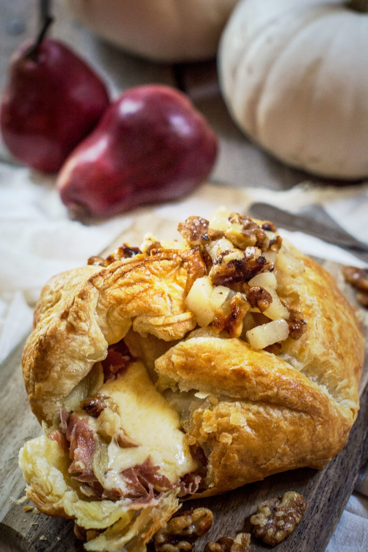 Prosciutto and Pastry-Wrapped Warm Gouda with Pear Compote