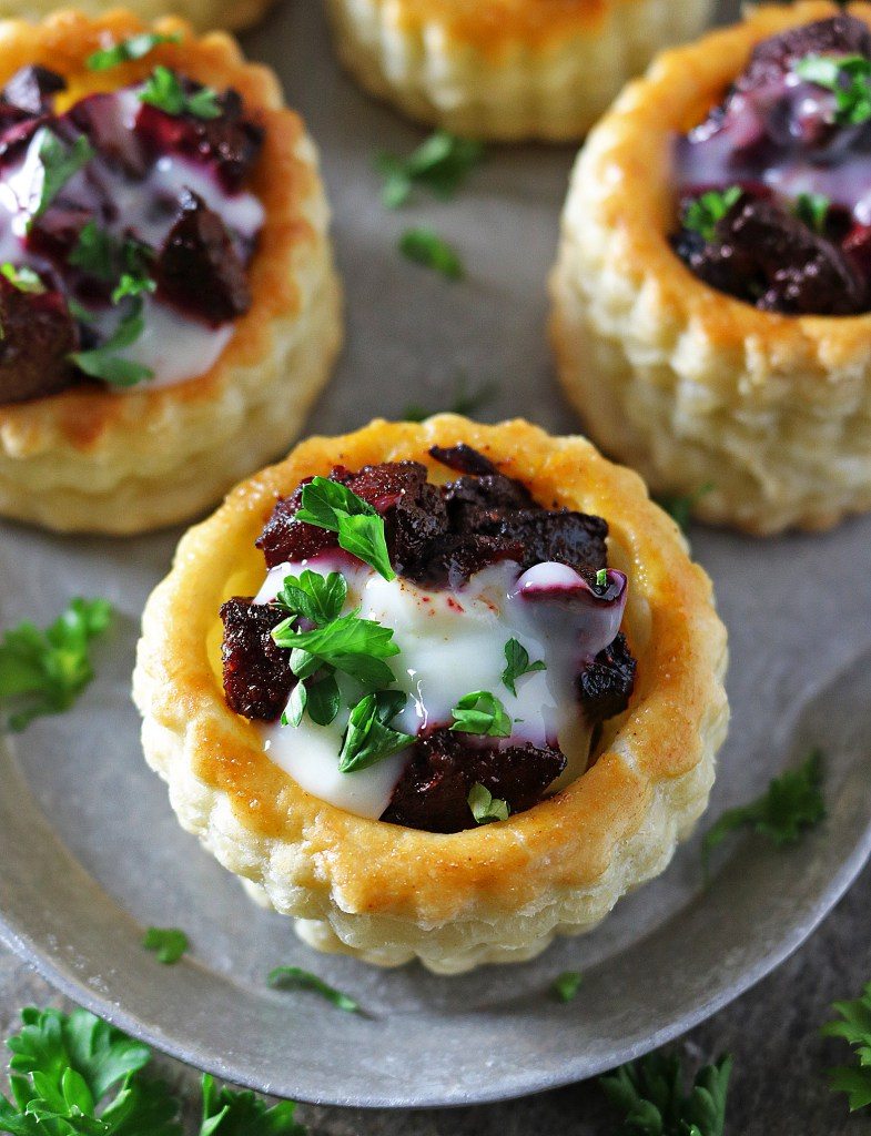 French Goat Cheese and Beet Puff Pastry Bites