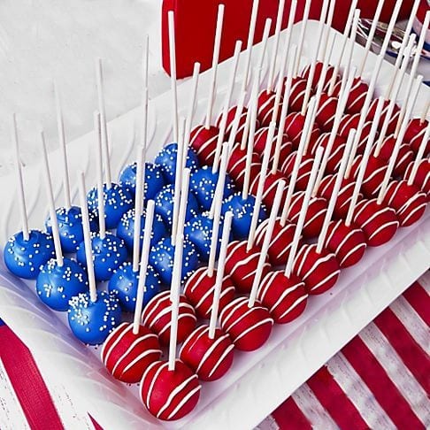 Red, White and Blue 4th of July Candy Cane Stripes Cake Pop Party