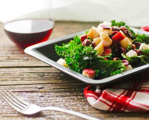 Raw Kale Salad With Honey Apple Cider Vinaigrette Honest Cooking