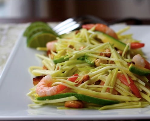 Green Mango Salad with Avocado, Shrimp and Cashews