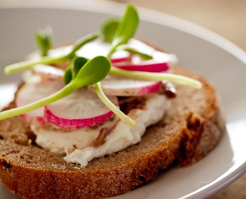 french radish and sunflower sprout tartines featured image