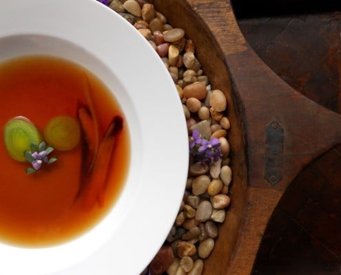 Crimini Mushroom and Plum Wine Consommé