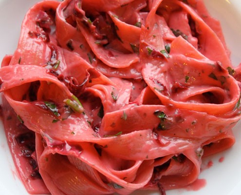 Pappardelle with Shredded Beets Cr me Fraiche and Parsley