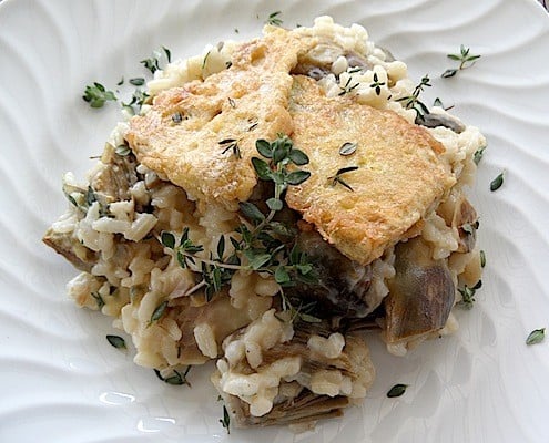 Artichoke Risotto with Thyme and Artusi's Fried Artichokes