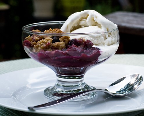 Rhubarb and Blueberry Crisp