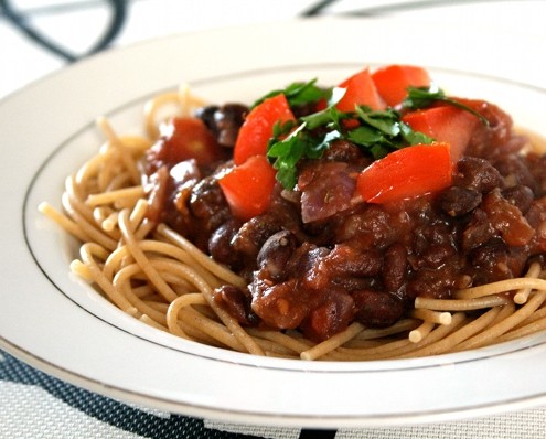 Pasta With Mexican Black Bean Sauce - Honest Cooking