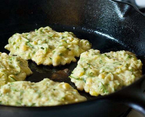 Sauteing Zucchini Pancakes