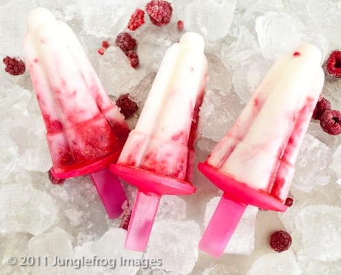 Raspberry yogurt popsicles