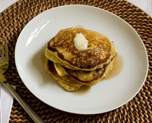 Cornmeal pancakes with fresh corn