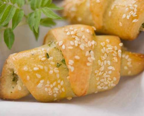 Basil and pecorino croissants