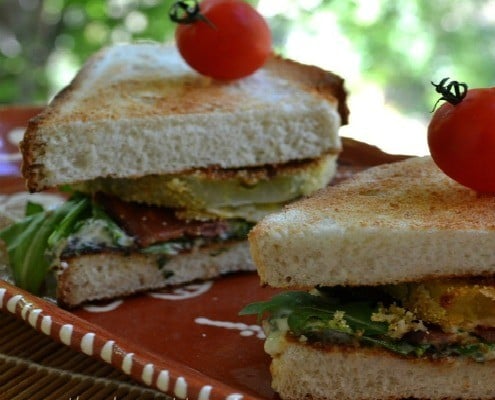 Fried Green Tomatoe BLT with Sweet Basil Mayonnaise