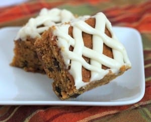 Pumpkin Chocolate Chip Bars with Cream Cheese Glaze - Honest Cooking by ...